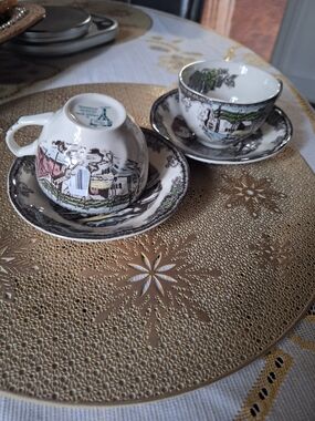 Johnson Bros"friendly Village"pair Of Cup And Saucer Sets.